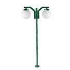 Poste de Jardim P23/2 com Globo de Vidro Leitoso 15x30 2,16m em Aço Fosfatizado Verde