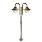 Poste de Jardim Saturno P28/2 com Globos de Vidro Leitoso 10x20 Ouro Velho