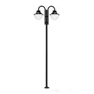 Poste de Jardim Saturno P28/2 com Globos de Vidro Leitoso 10x20 Preto