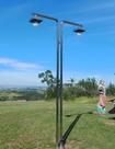 Poste duplo em inox 304 com cano 2" 2,60 metros de altura com base para fixação.