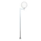 Poste e Luminária Globo P Braço Reto Jardim Branco 200cm