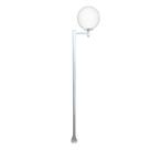 Poste e Luminária Globo P Braço Reto Jardim Branco 300cm