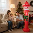 Poste Inflável de Natal com Papai Noel, Guirlanda e Neve Bivolt - Wincy Natal