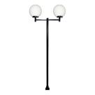 Poste Luminária Dupla Glob Braço Reto Preto 200cm