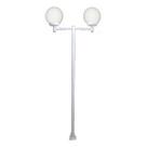 Poste Luminária Dupla Globo G Braço Reto Jardim Branco 300cm