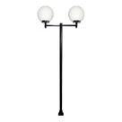 Poste Luminária Dupla Globo P Braço Reto Jardim Preto 200cm