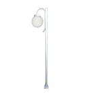 Poste Luminária Globo P Braço Curvo Baixo Jardim Branco 3Mt
