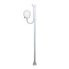 Poste Luminária Globo P Braço Curvo Cima Jardim Branco 200cm