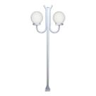 Poste Luminária Globo P Duplo Braço Curvo Cima Branco 300cm Poste Luminária Globo P Duplo Braço Curvo Cima Branco 300cm