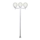 Poste Luminária Triplo Glob Braço Reto Branco 3mt