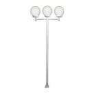 Poste Luminária Triplo Globo G Braço Reto Jardim Branco 3mt