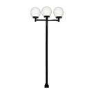 Poste Luminária Triplo Globo G Braço Reto Jardim Preto 300cm Poste Luminária Triplo Globo G Braço Reto Jardim Preto 300cm