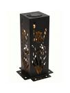 Poste Solar Floreado em Metal 10x10x30cm Preto
