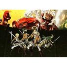 Pôster Attacks On Titans Eren Mikasa Levi Retro Anime 50x70cm
