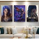 Pôster com arte de parede em 3 painéis Arcane Jinx League of Legends 40x60cm