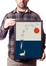 Poster Com Moldura A3 Arte Minimalista Gato Pulando