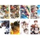 Pôster de anime retrô Attacks On Titans 42x29 cm - pacote com 8 unidades Pôster de anime retrô Attacks On Titans 42x29 cm - pacote com 8 unidades