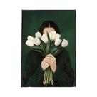 Pôster De Arte Abstrata De Mulher Com Flores, Impressões De Parede Minimalistas Japandi Femininas