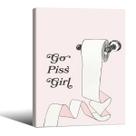 Pôster de arte de parede Go Piss Girl, decoração de banheiro, 20x25cm emoldurado