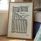 Pôster De Lona Engraçado Para Quarto: Fique Na Cama, Boa Noite - Arte De Parede Estilo Meio Século