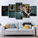 Pôster de pintura de parede em tela Barack Obama Anime 5 painéis