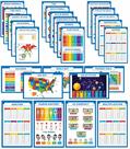 Pôster Educativo Laminado para Escola, Pacote com 25 Unidades, Mapas, Sistema Solar, Tabela Periódica e Mais - Traceease