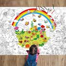 Pôster para colorir Bug Garden Naozinebi para crianças com toalha de mesa