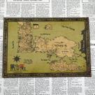 Pôster pintando um mapa das Crônicas de Gelo e Fogo 30x42cm Vintage
