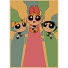 Pôster Powerpuff Girls Retro Anime 50x70cm, decoração de arte de parede