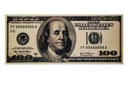 Pôster vintage em nota de dólar de 100 Benjamin Franklin 51x21cm