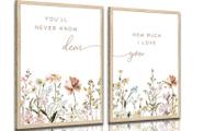 Poster Wall Art Wildflower Nursery Set 2 com citação inspiradora