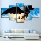 Pôsteres de pintura de parede em tela Toothless Anime 5 painéis
