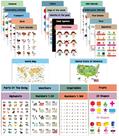 Pôsteres Educativos Laminados para Escola Primária, Pacote com 25 - Mapas, Sistema Solar, Matemática e Mais - Decoração de Sala - Traceease