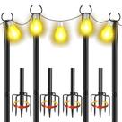 Postes para luzes de corda Cymuber, kit com 4 unidades, 3 m, metal, para área externa