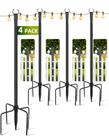 Postes para Luzes de Varal LRYXEG 4 Unidades 305 cm Metal para Área Externa