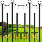 Postes para Luzes de Varal zoegi 10 pés Metal para Área Externa, Kit com 4