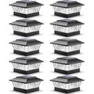 Postes solares SideInlar 12 LED, 4 modos, pacote com 10, preto Postes solares SideInlar 12 LED, 4 modos, pacote com 10, preto