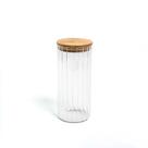 Pote 1100ml de Vidro Canelado com Tampa de Bambu de Mantimento - Oikos