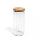 Pote 1100ML de Vidro Canelado com Tampa de Bambu -Oikos Pote 1100ML de Vidro Canelado com Tampa de Bambu -Oikos