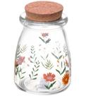 Pote 255ml Redondo De Vidro Com Tampa De Rolha Flora