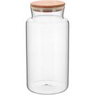 Pote 26X13X13Cm 2,8L Borosilicato Transp Com Tampa Bambu