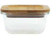 Pote 320ml de Vidro com Tampa de Bambu Quadrado Raso - Oikos