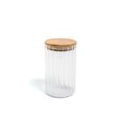 Pote 800ml de vidro canelado com tampa de bambu de mantimento - Oikos