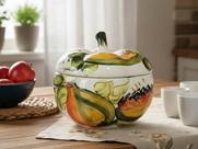 Pote abobora moranga cerâmica esmaltada estilo retrô decor