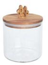 Pote Biscoito Pet c/ Tampa Madeira Puxador Patinha 1200ml