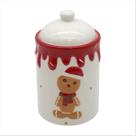 Pote Com Tampa Boneco Ginger Bread Gengibre Louça Natalina 18CM