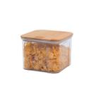 Pote de acrílico 650ml com tampa de bambu transparente quadrado - Oikos Pote de acrílico 650ml com tampa de bambu transparente quadrado - Oikos