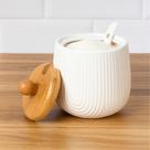 Pote de Açúcar Cerâmica Oasis 330ml Tampa de Bambu e Colher Inclusa