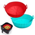 Pote de forros de silicone Air Fryer 3-5L, pacote com 2 unidades AKSDTH vermelho+azul