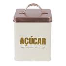 Pote de Lata Quadrado Branca para Acucar com Tampa com Alca Metalizado Rose Gold 1,7l